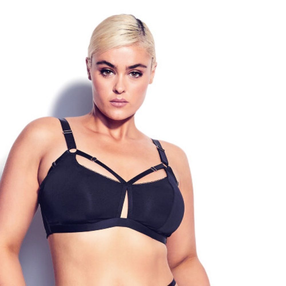 City Chic Fox & Royal Mesh Bralette Avril Black NWT Size 20 Large